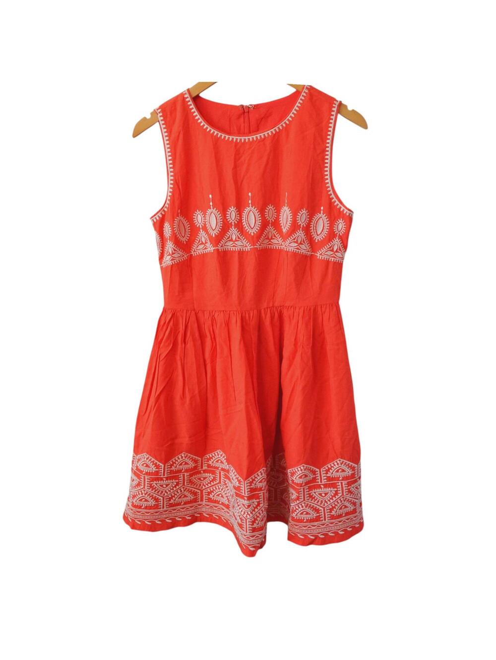 Orange Summer Dress with Embroidery Design Size S